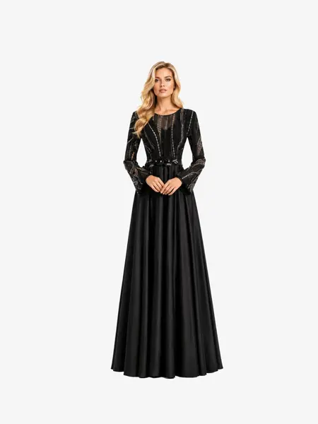 Rochie Lunga “Sicily”, Negru - 5XL