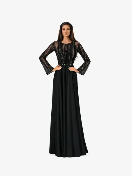 Rochie Lunga “Sicily”, Negru - 6XL