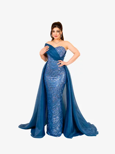 Rochie Lunga "Valentina", Albastru Petrol - S