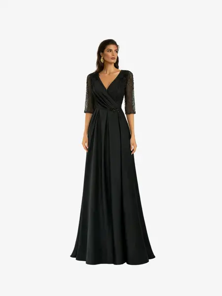 Rochie Lunga “Zaira”, Negru - 4XL