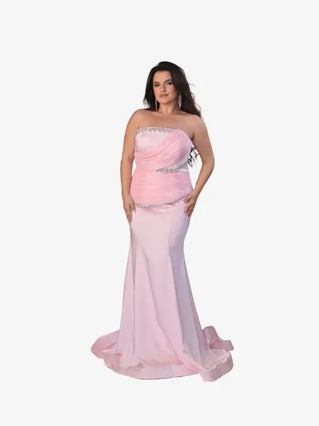 Rochie Luxury cu Corset “ Damasc”, Roz - XL