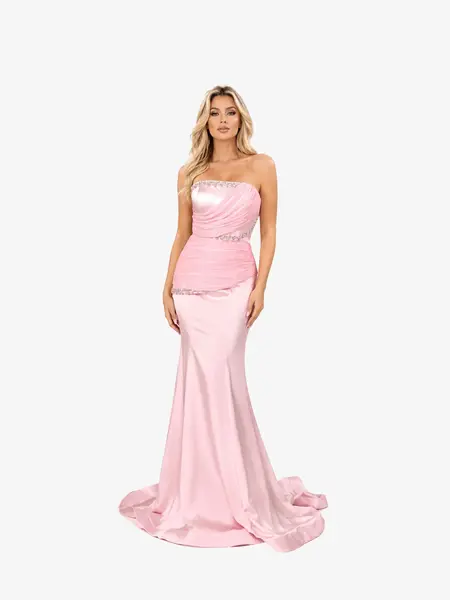 Rochie Luxury cu Corset “ Damasc”, Roz - XL