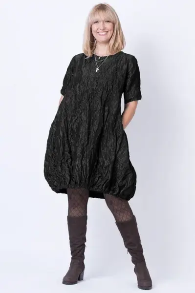 Rochie midi gogosar din tafta cu memorie neagra