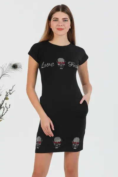 Rochie sport cu buzunare si maneci scurte, Love Fashion