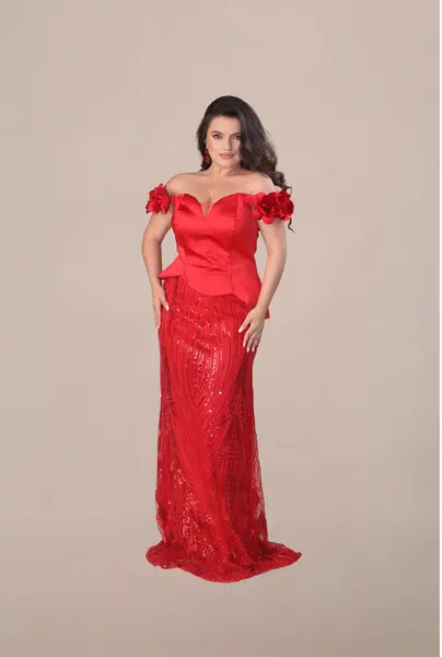 Rochie tip Compleu Elegant “Margot”, Rosu - L