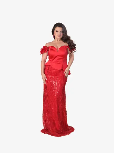 Rochie tip Compleu Elegant “Margot”, Rosu - M