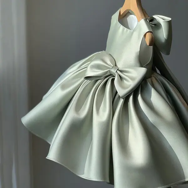 Rochie verde eleganta din tafta pentru fete - Leya