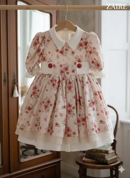 Rochie vintage eleganta cu flori pentru fete - Bella