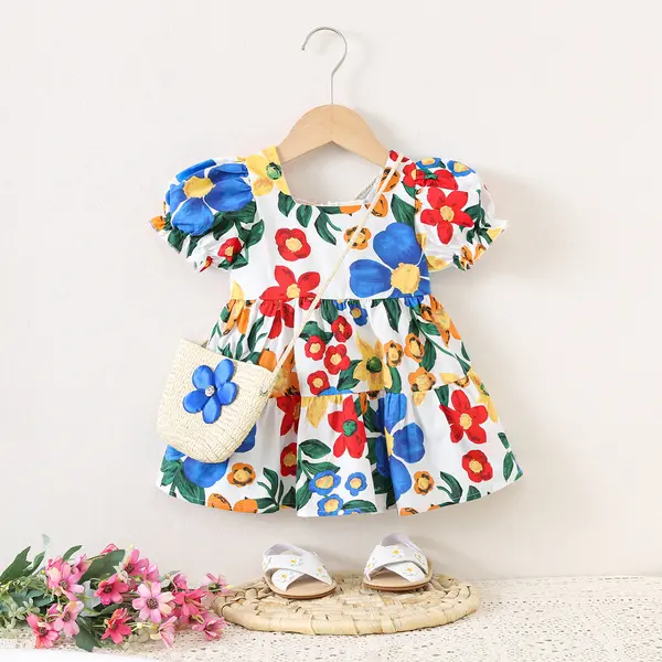 Rochiță cu Poșetă cu Floricele Marta - 6-12 luni