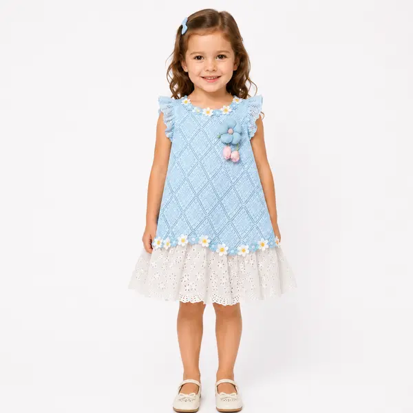 Rochita Fetite Albastra cu Tulle Amalia - 5-6 ani