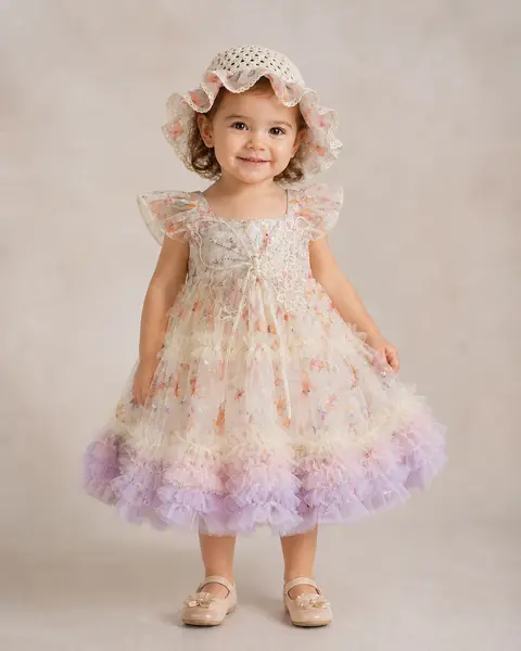 Rochiță Fetițe Crem Anais - 6-7 ani