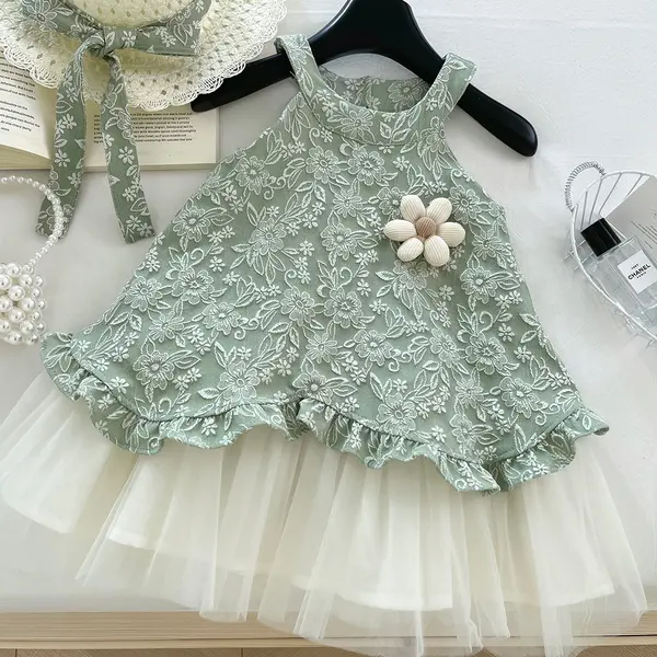 Rochita Fetite Verde cu Tulle Amalia - 2-3 ani