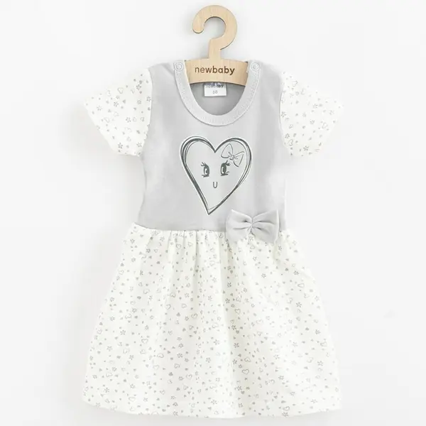 Rochita, New Baby, Cu maneca scurta, In forma de A, Din 100% bumbac certificat Oeko Tex Standard 100, Marime 68, 4-6 luni, Hearts