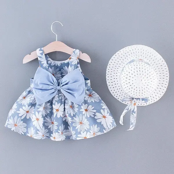 Rochita si palarie BLUE-FLORAL - 3 ani