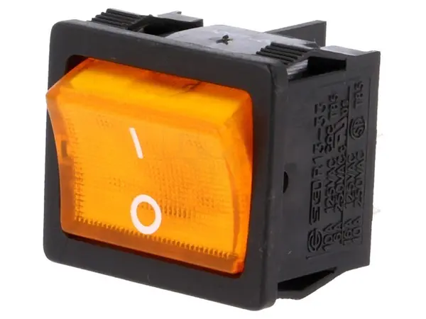 ROCKER DPST Poz: 2 OFF-ON 6A/250VAC portocalie 50mΩ UL94V-2