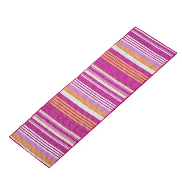 Rogojina pliabila pentru plaja in dungi,alb si fucsia,180x60 cm