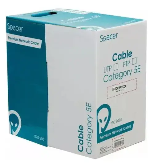 Rola Cablu FTP Spacer SP-RCAT5FTPCCA, Cat5e, 305m, Cupru-Aluminiu