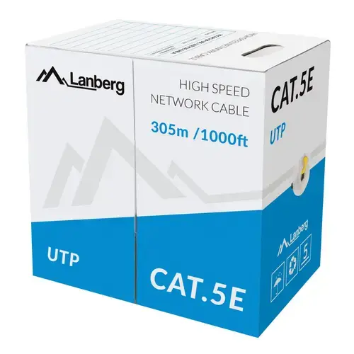 Rola cablu UTP, Lanberg 42763, cat5e, lungime 305m, AWG 24, 100 MHz, solid CCA, ethernet