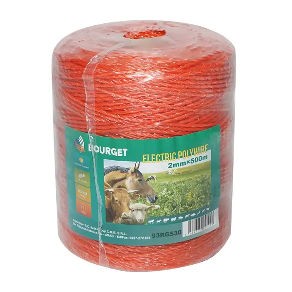 Rola fir portocalie fi 2mm 3x0.15mm SS, 500m gard electric, rezistenta 15 Ohm