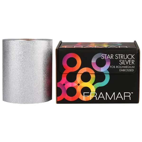 Rola folie aluminiu Framar Star Struck Silver embosata M pentru suvite 12.7cm x 97.5m