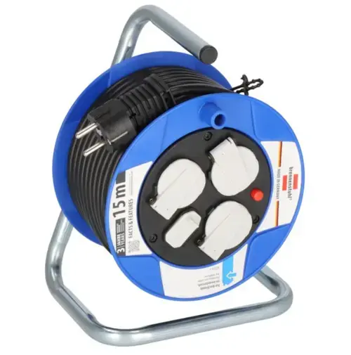 Rola prelungitor Brennenstuhl Garant Kompakt, 3 prize, USB, 15 m (Albastru)