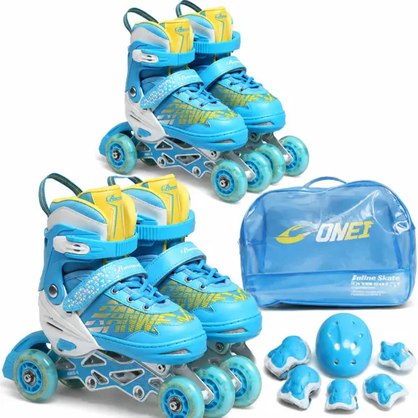 Role 2 in 1 reglabile Banwei Blue cu casca si protectii - ( marime S )