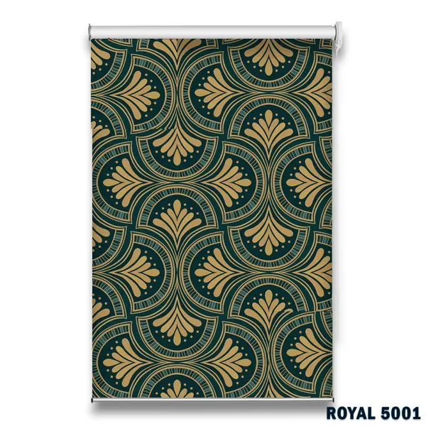 Roletă textilă Royal 5001 verde cu model auriu elegant