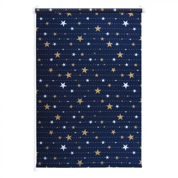 Roleta textila translucida pentru copii, Design Stelute , Albastru, 62 x 170 cm