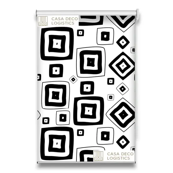 Roletă textilă Urban 4003 cu model geometric abstract alb-negru