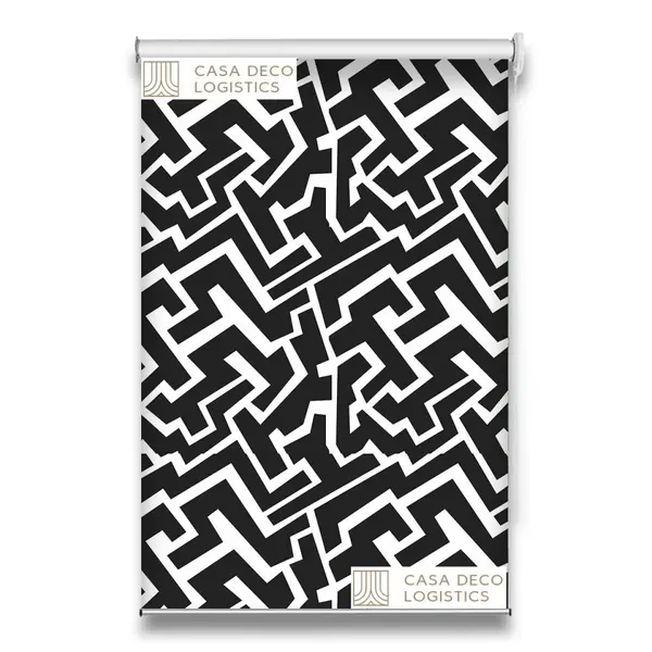 Roletă textilă Urban 4006 cu model geometric alb-negru