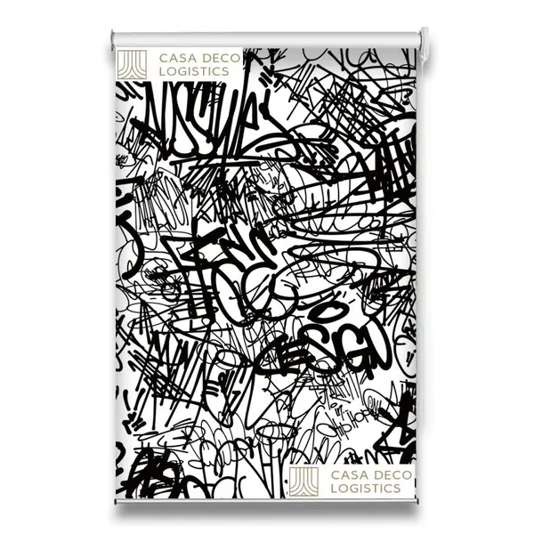 Roletă textilă Urban 4019 cu model abstract alb-negru