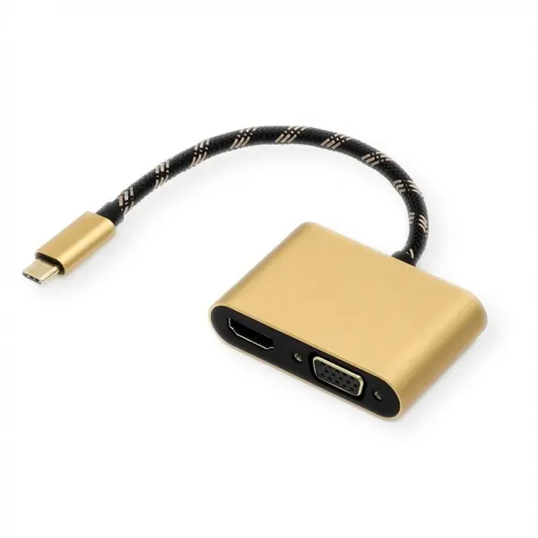 Roline Adaptor USB-C la HDMI 4K60Hz + VGA T-M 0.1m, Roline 12.03.3165