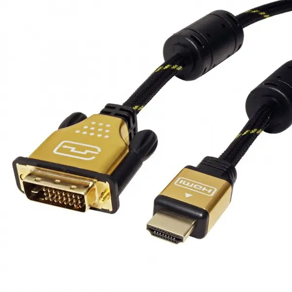 Roline Cablu HDMI la DVI-D Dual Link 24+1 pini T-T GOLD 7.5m, Roline 11.04.5894
