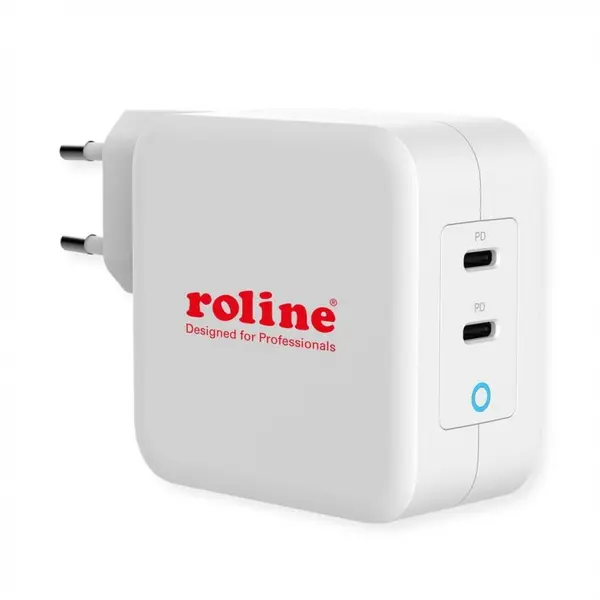 Roline Incarcator priza 2 x USB type C QC 3.0 (PD) 100W GaN, Roline 19.11.1053
