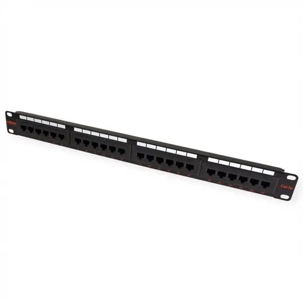 Roline Patch Panel UTP Cat.5e, 24 porturi, negru, Roline 26.11.0349