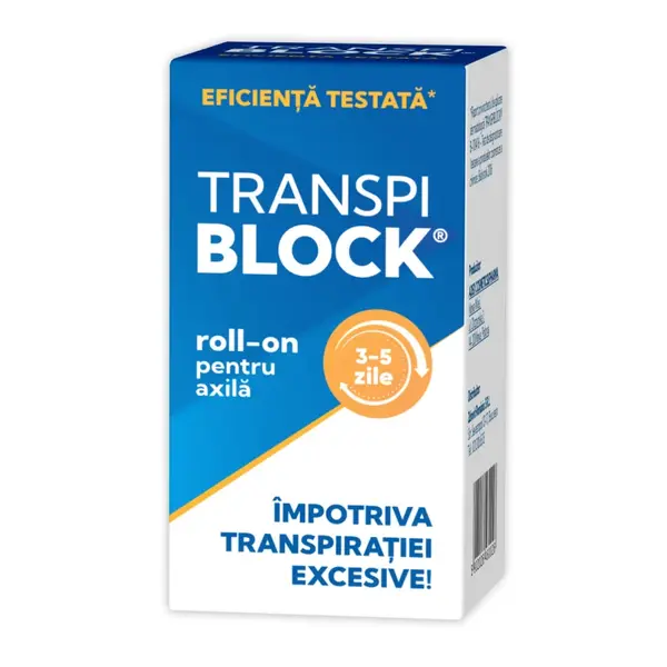 Roll-on impotriva transpiratiei excesive Transpiblock, 50 ml, Zdrovit