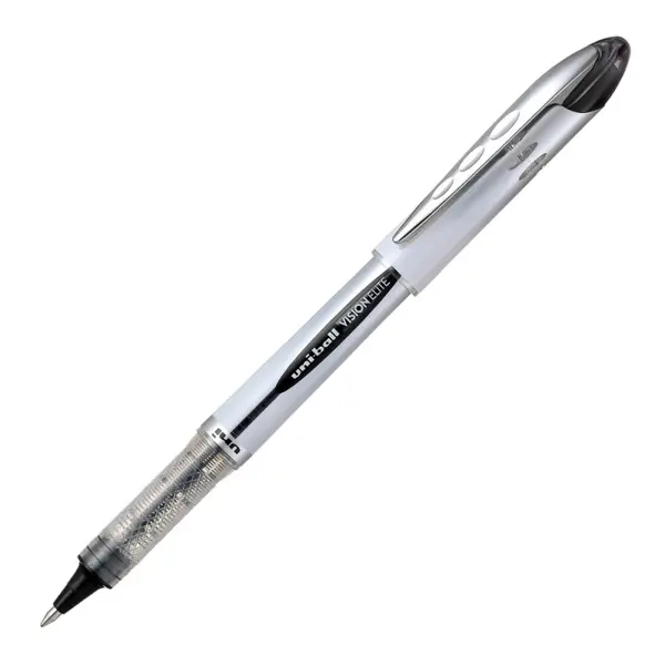 Roller reincarcabil Uni-ball Vision Elite UB-200, 0.8mm, corp gri, detalii in culoarea scrisului