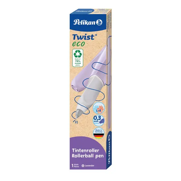 Roller Twist Eco + rezerva, 0.3mm, grip ergonomic, ambidextru, Pelikan, mov deschis