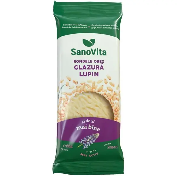 Rondele din Orez cu Glazura de Lupin, Sanovita, 66 g