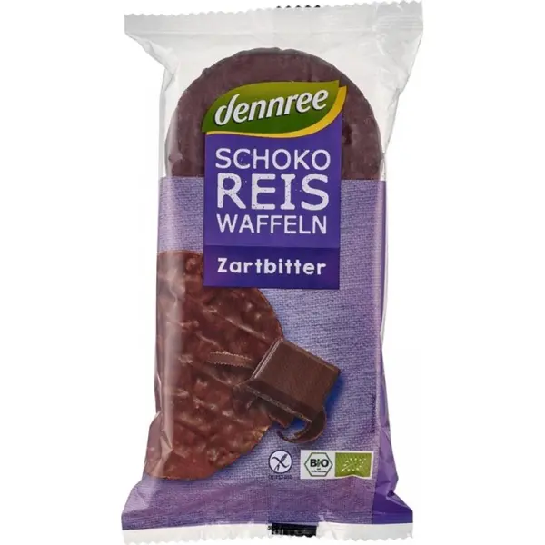 Rondele din orez expandat cu ciocolata amaruie fara gluten, eco - 100 g
