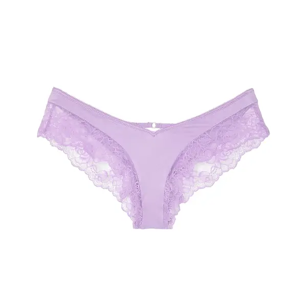 Rose lace-trim high-leg cheeky panty - purple M