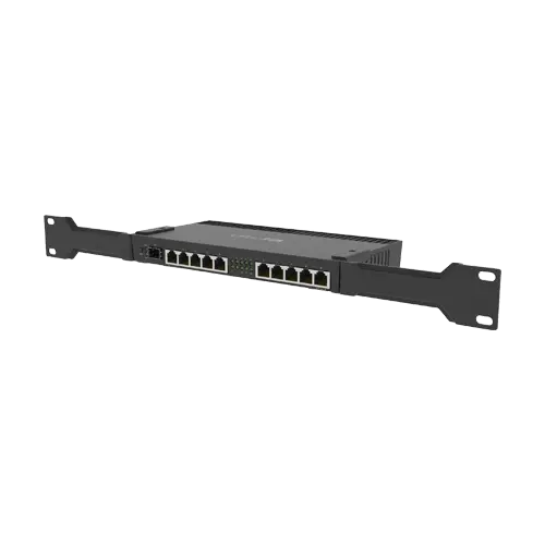 Router 10 x Gigabit, 1 x SFP+ 10Gbps, 1 x PoE, RouterOS L5, 1U - Mikrotik RB4011iGS+RM