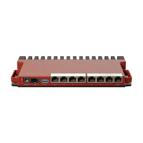 Router 8 porturi Gigabit, 1 port PoE IN, 1 port PoE Out, SFP 2.5G, NAND, USB, 1U - MikroTik L009UiGS-RM
