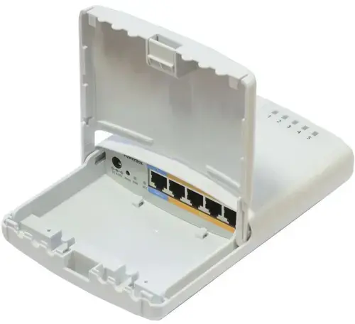 Router Ethernet MikroTik PowerBox RB750P-PBR2, Outdoor, Waterproof housing, 5x10/100 Mbps, PoE in, PoE out (Alb)
