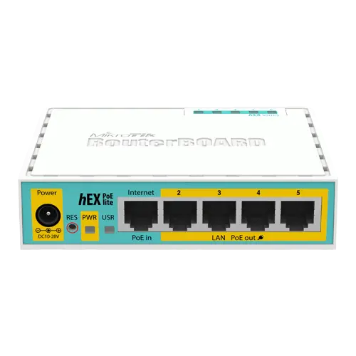 Router hEX PoE Lite, 5 x Fast Ethernet 4 x PoE, RouterOS L4 - Mikrotik RB750UPr2