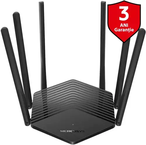 Router Wireless Mercusys MR50G, Gigabit, Dual Band, 1900 Mbps, Control Parental, Mod Access Point, IPv6, 6 Antene externe (Negru)