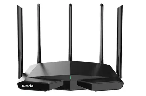 Router Wireless Tenda RX27 Pro, Wi-Fi 6E, Tri-Band, AX5700, 5 antene externe, 4 porturi (Negru)