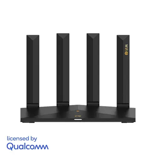 Router Wireless ZTE T3000, AX3000, Dual-Band, Wi-Fi 6, zLink Boost, Easy Mesh, Dual - Core Qualcomm, 4GB RAM, 2GB Flash, NFC, ZTELink App, Negru