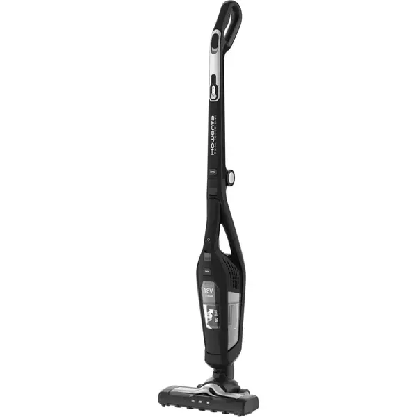 Rowenta Aspirator vertical Rowenta Dual Force 2in1 RH6735WH, 18V, max 45 min, reincarcare 5 ore, iluminare cu led, pliabil, recipient 0.6L, filtru spuma, negru