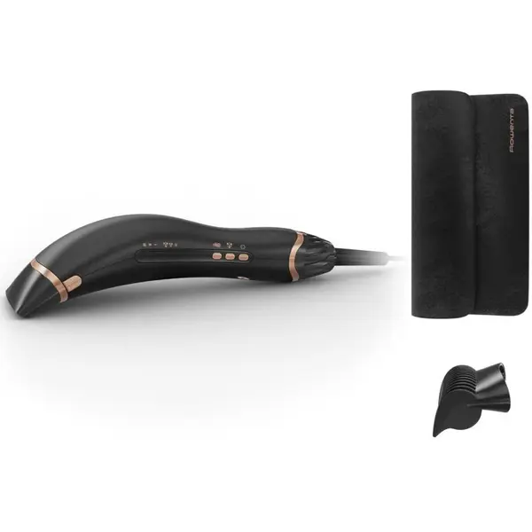 Rowenta Uscator de par Rowenta Ultimate Experience Air Motion CF8C20E0, 1300W, 3 trepte, concentrator 5 mm, functie jet de aer rece, generator de ioni, husa de depozitare, design compact, pieptene inclus, negru & roz